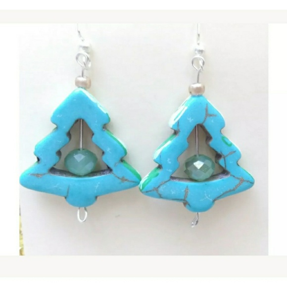 HaNdMaDe & Painted Christmas Tree Earrings - Picture 2 of 3